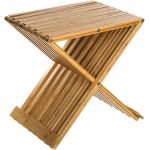 Taburet pliabil 5Five din bambus, 40x32x45 cm, maro caramel Household NewTrend