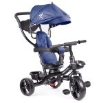 Tricicleta 3in1 105x52x94 cm, cu sezut rotativ 360°, roti fara aer, copertina reglabila, bleumarin Household NewTrend