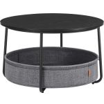 VASAGLE Masuta de cafea rotunda cu cos de stofa, stil modern, 45x75cm, negru cu gri Household NewTrend