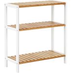 SONGMICS Etajera bambus 60x26x66 cm, cu 3 rafturi, kit anti-rasturnare, alb si natur Household NewTrend