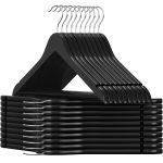 SONGMICS Umerase haine 45x23 cm, set 20 buc, lemn masiv cu bara pentru pantaloni si carlig rotativ, negru Household NewTrend