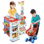 Set supermarket, 24 accesorii, lumini, efecte sonore, carucior cumparaturi, casa de marcat, 82x50x44 cm MultiMark GlobalProd