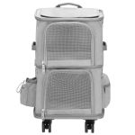 Carucior tip troller pentru transport animale, dublu cu 2 compartimente separate, maxim 22 kg, 55x34x26 cm, gri Household NewTrend