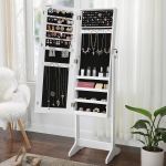 SONGMICS Oglinda de podea cu suport, din MDF, spatiu de depozitare, 41x37x152 cm, alb Household NewTrend