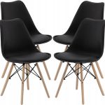 Set 4 scaune de bucatarie, design scandinav modern, sezut cu burete, negru Household NewTrend
