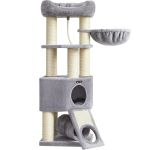 FEANDREA Ansamblu de joaca pisici, tip copac, pentru pisici de dimensiuni mari, 50x50x141 cm, gri Household NewTrend