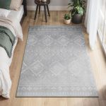 SONGMICS Covor decorativ antiderapant, stil boho, lavabil la masina, 120×170 cm, gri Household NewTrend
