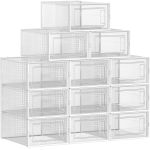 SONGMICS Cutii de pantofi, set de 12 organizatoare stivuibile, structura rezistenta ABS, 34x23x14 cm, transparent Household NewTrend