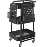 SONGMICS Raft de depozitare mobil tip carucior rulant, pentru baie sau bucatarie, cadru otel, 32x43x74 cm, negru Household NewTrend