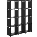SONGMICS Raft de depozitare modular cu 12 cuburi, textil, personalizabil, 30x105x140 cm, negru Household NewTrend