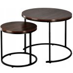 Set 2 mese pentru cafea, cadru otel, blat MDF, 60x60x50 cm si 40x40x40 cm, maro Household NewTrend