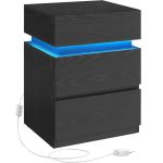 VASAGLE Noptiera din MDF cu iluminare LED, culori si intensitate reglabile, 35x40x55cm, negru Household NewTrend
