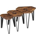VASAGLE Set 3 mese de cafea suprapozabile, stil industrial, diametru 40, 51 si 59 cm, maro rustic Household NewTrend
