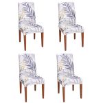 Set 4 huse pentru scaun, marime universala, poliester si spandex, 38x70cm, alb, nuante de bleumarin, galben Household NewTrend