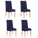 Set 4 huse universale pentru scaun, marime universala, poliester si spandex, 45 x 60 cm, bleumarin Household NewTrend