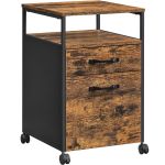 VASAGLE Dulap mobil tip rollbox pentru birouri, cu 2 sertare, stil industrial, 44x42x67cm, maro rustic Household NewTrend