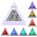Ceas digital cu alarma, forma piramida, led multicolor, 8 melodii, temperatura, ora si data MultiMark GlobalProd