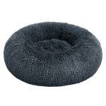 FEANDREA Pat pufos pentru caini si pisici, cu husa detasabila, lavabila, plus moale cu fir lung, 60 cm, gri inchis Household NewTrend