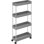 SONGMICS Carucior de depozitare pe roti, pentru bucatarie sau baie, din plastic, cu 4 nivele, 40x13x88cm, gri Household NewTrend