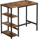 VASAGLE Masa de bar dreptunghiulara cu cadru metalic, 3 rafturi, design industrial, 109x60x100cm, maro vintage si negru Household NewTrend