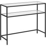 VASAGLE Masa de intrare, pe 2 nivele, blat din sticla securizata, cadru metalic, 35x100x80cm, negru Household NewTrend