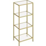 VASAGLE Raft cu trepte pentru dormitor, 4 etaje, din sticla securizata, cadru din otel, 30x95x40cm, auriu Household NewTrend