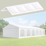 Acoperis pentru cort de 12x6x2.6/3.7 metri, ignifugat, 480 g/mp, prindere scai, pvc, alb MultiMark GlobalProd