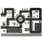 Covoras pentru copii, imprimeu pista auto, suprafata impermeabila, 83x57 cm, alb negru MultiMark GlobalProd