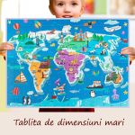 Puzzle magnetic harta lumii cu animale, 168 piese, tablita cu snur agatare pe perete, multicolor, 41x55 cm MultiMark GlobalProd