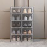 Set 10 cutii depozitare incaltaminte, usor de stivuit, inchidere cu capac, plastic transparent MultiMark GlobalProd