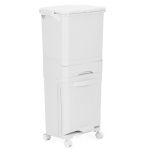 Cos de gunoi pentru colectare selectiva cu 3 compartimente, pe roti, 42 L, alb Household NewTrend