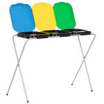 Cos de gunoi selectiv cu 3 compartimente, cadru metalic si capace PP, 98x42x74 cm Household NewTrend