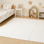 Covoras puzzle pufos, 61.5x61.5x1.7  cm, spuma eva, set 2 piese culoare alb MultiMark GlobalProd