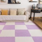 Covoras puzzle pufos, 61.5x61.5x1.7  cm, spuma eva, set 2 piese culoare light purple MultiMark GlobalProd