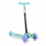 Trotineta pliabila, 3 roti cu lumini multicolore led, reglare inaltime, verde MultiMark GlobalProd