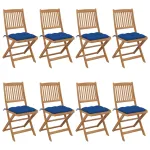 Scaune de grădină pliabile cu perne, 8 buc., lemn masiv acacia GartenMobel Dekor