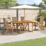 Set mobilier de grădină, 5 piese, lemn masiv acacia/textilenă GartenMobel Dekor