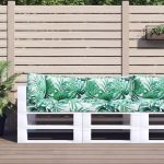 Perne de paleți, 3 buc., model cu frunze, material textil GartenMobel Dekor