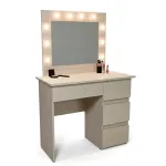 Masa de toaleta/machiaj, Irina, zebrano, cu oglinda si LED-uri, 94x43x141 cm GartenVIP DiyLine