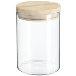 Borcan etans 5Five din sticla borosilicata cu capac lemn natural, 0.6 l, transparent Household NewTrend