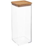 Cutie depozitare 5Five Eske patrata 2L, capac bambus, PS transparent Household NewTrend