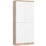 Dulap cu 8 etajere, PAL laminat 16 mm, 80x35x180 cm, stejar sonoma si alb Household NewTrend