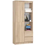 Dulap cu usa, 2 sertare si 7 rafturi, PAL laminat 16 mm, 80x35x180 cm, sonoma Household NewTrend