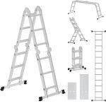 SONGMICS Scara multifunctionala din aluminiu, cu 2 placi tip platforma, 12 trepte, sarcina 150 kg, gri Household NewTrend