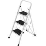 SONGMICS Scara pliabila cu 3 trepte, sarcina 150 kg, otel, 47x75x105 cm, alb si negru Household NewTrend