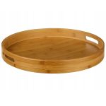 Tava servire rotunda 5Five din bambus si MDF, diametru 40 cm, maro natur Household NewTrend