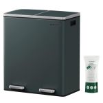 SONGMICS Cos de gunoi din inox cu 2 compartimente colectare selectiva, cu galeti interioare, 2x30litri, gri inchis Household NewTrend