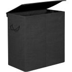 SONGMICS Cos de rufe textil, pliabil, 2 compartimente, saci detasabili, 142L, 60x36x66cm, negru Household NewTrend