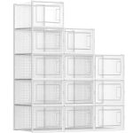 SONGMICS Cutii de pantofi, set de 12 organizatoare stivuibile, structura rezistenta ABS, 35x25x19cm, transparent Household NewTrend