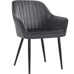 SONGMICS Scaun living tapitat din catifea cu cotiere, sarcina 110 kg, 63x60x85 cm, gri Household NewTrend